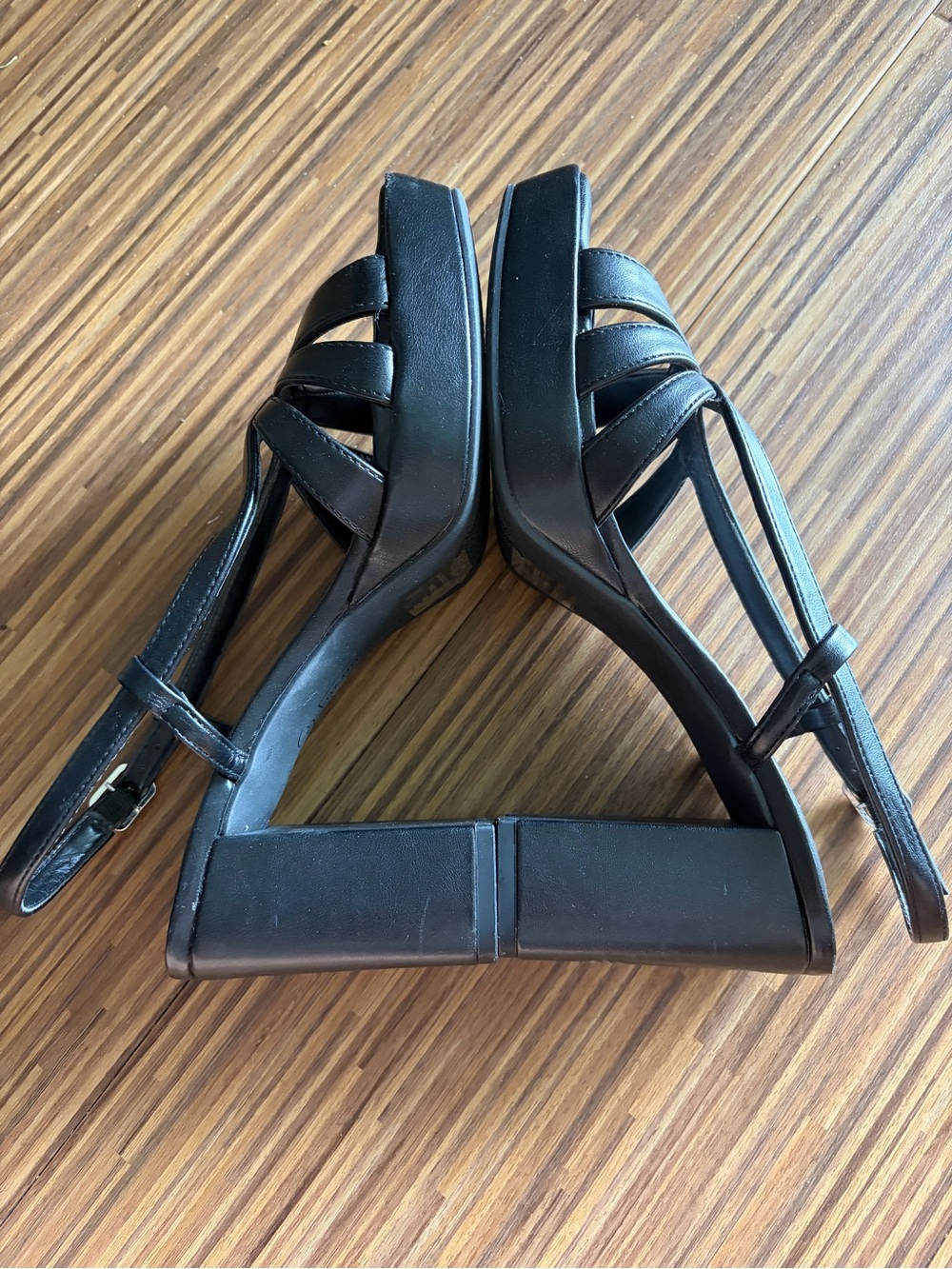Bandolino Black Strappy Block-Heel Sandals - Picture 4 of 5